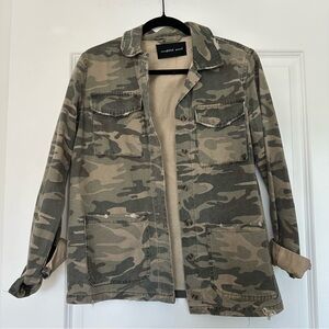 Mustard Seed (S) Green Camo Button Up Utility Chore Jacket: Boutique, Camoflauge